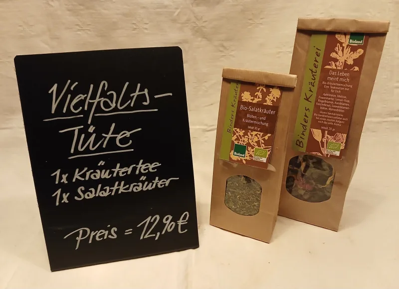Vielfalts-Tüte, Kräutertee-Mischung, ganzblättrig; Salatkräuter-Mischung aus Kräutern und Blüten, Bild 2